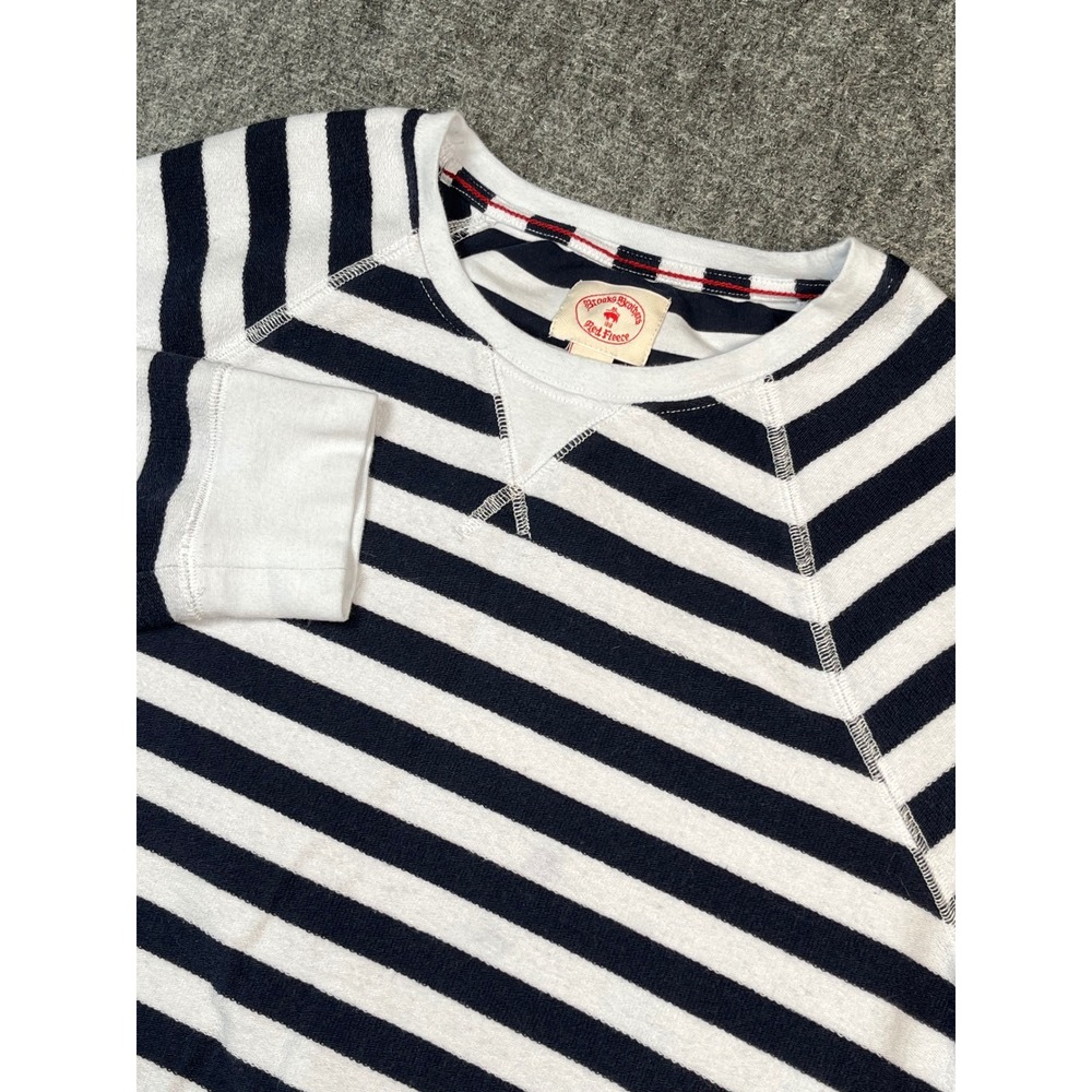 Brooks Brothers Red Fleece Striped Sweatshirt Nautical Casual Top Large